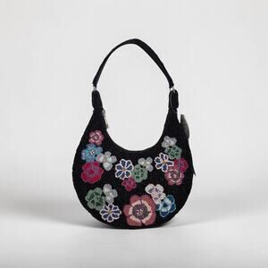 Studio 12 Black and Multicolor Floral Shoulder Bag